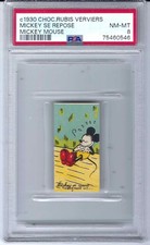 c1930 Chocolaterie Rubis Verviers Mickey Se Repose Mickey Mouse Card PSA - 8 picture