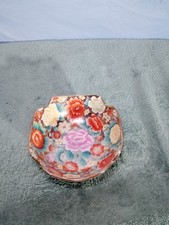 Vintage Chinese hand painted pink flower with gold porcelain bowl picture