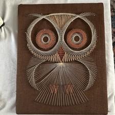 Vintage 70's String Art Owl Design | Nails and String Art | MCM Boho retro bird picture