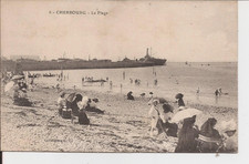 Old postcard 50 CHERBOURG La Plage picture