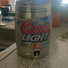 Coors Light NASCAR 2008 5L Beer Can Metal Table Lamp, Silver, Corded picture