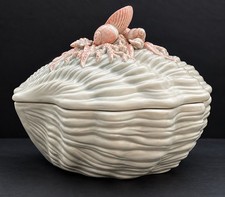Vintage Fitz & Floyd Oceana Pink Coral Edge Seashell Soup Tureen Lid Japan 1981 picture