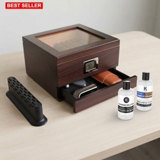 Humidor Box Brown 9 In X 8 In X 5 In Capacity 130 Oz Wooden picture