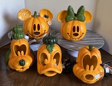 Disney Halloween LED Pumpkin Complete SET Of 5 Mickey Minnie Pluto Goofy Donald picture