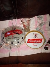 Leinenkugel's double bubble clock,  Autographed tray, Signed Pitcher, Original picture