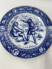 Antique Wedgwood Ivanhoe FlowBlue Dinner Plate Wamba & Gurththe Swineherd picture