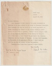 India 1942 crested letter signed Maharaja Yashwant Rao Holkar with ref Roosevelt picture