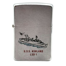 1962 Zippo USS Ashland LSD-1 Navy Ship Regular Chrome Windproof Lighter picture
