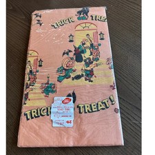 Vintage 1954 Beach Products Halloween Table Cover Trick or Treat Paper Sealed picture