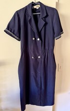 Vintage 90s American Airlines Flight Attendant Uniform Dress Size 8 With Sweater picture