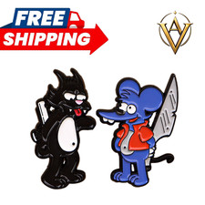 The Simpsons Itchy Scratchy 2PCS Enamel Pin Set Collectible Gift  picture