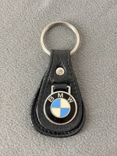 VINTAGE BMW BLACK LEATHER KEYCHAIN - KEYRING  picture