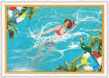 Postcard Glitter Tausendschoen Mermaid Parrot Swimming TS Postcrossing picture