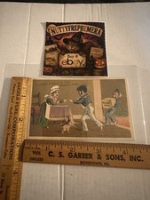1870's-80's Curtis Davis & Co Soap Five Points NY Cupid Lovely Woman Man Dog picture
