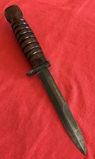 VIETNAM ERA KNIFE (M7) - CUSTOM MAHOGANY GRIP - CANVAS SHEATH & SHARPENING STONE picture