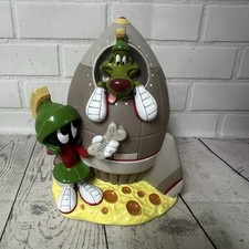 LOONEY TUNES WB 1996 ROCKET SPACESHIP MARVIN THE MARTIAN & K-9 DOG PIGGY BANK F1 picture
