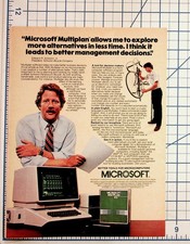 Vintage 1980s Microsoft Multiplan Schwinn Bicycle IBM PC Apple Ad Ephemera picture