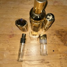 GUERLAIN Paris L'Heure Bleu Perfume Gold Filigree Empty Refill Bottle /Holder 6  picture