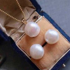 11-12mm Fashion White round fresh water Pearl Earrings pendant Chain Reiki picture