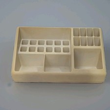 Vintage 1970s Burtch Barone Makeup Organizer Vanity Cosmetic Caddy Beige MCM  picture