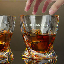 Custom Engraved Buchanan’s Whiskey Glass – 10 oz Twisted Rocks Glass picture