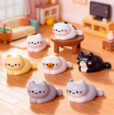 8pc Cute Loafing Cat Mini Figure Set New picture