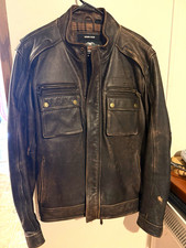 Harley-Davidson Genuine Motorclothes Brown age Plaid Lined Leather Jacket XL picture