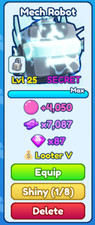 Mech Robot Bubble Gum Simulator Infinity secret pet cheap picture