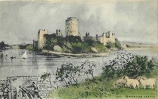 Pembroke Castle Siege Postcard Phillimore Hand colored Art British History picture
