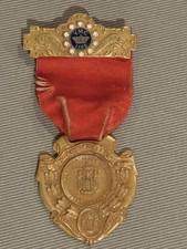 1912 Royal Arcanum VMC 1105 Manhattan 34th Annual Session Pin and Red Ribbon picture