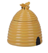PT  Yellow Beehive Hand Painted Ceramic Cookie Jar picture