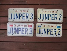 Vintage 1980's/90's California Vanity License Plates Pairs (2) JUNPER 2/3 picture