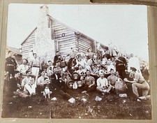 VINTAGE ANTIQUE PHOTOGRAPH OF GROUP OF SERVICE MEN WITH DOGS WHISKEY BARRELS B&W picture