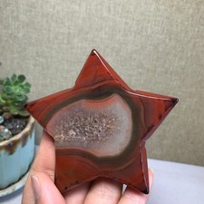 88mm Crazy Lace SILK Banded Agate hand carved star Crystal Specimen 112g A4528 picture