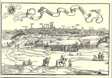 Vintage Postcard Munchen Germany 1530 Nikolaus Meldemann Woodcut medieval times picture