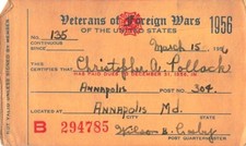 1956 Veterans of Foreign Wars Membership Card Vintage Military Air Force *A8b picture