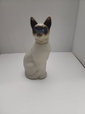 Vintage Avon Perfume Porcelain Siamese Cat Figurine with Blue Eyes Empty  picture