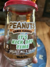 Vintage Welch's Jelly Jar Peanuts Glass #4 IT'S KICK OFF TIME picture