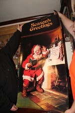 Vintage Season's Greetings Coca Cola Santa Claus Store Display Poster 27