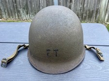 Original WWII WW2 Era US Front Seam Swivel Bale M1 Helmet NO LINER / NO DINGS picture