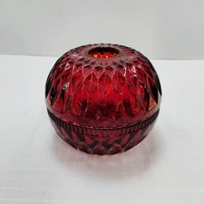 Vintage Indiana Glass Mt Vernon FERRY LAMP Ruby Red Flash Diamond picture