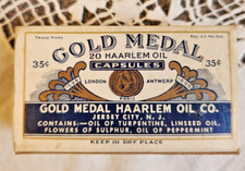 Vintage c.1940 Gold Medal Haarlem Oil Capsules Original Box 35 Cents ~ Empty 3
