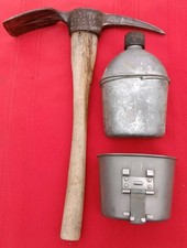 WWII US Diamond Calk 1945 Pickaxe +  1945 GP&F Canteen.   picture