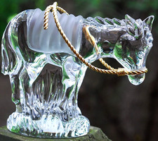 Vtg Gorham CRYSTAL NATIVITY DONKEY Figurine W Gold Plated Reins W LABEL Germany picture