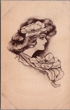 Vintage E. Ouida Art Nouveau Woman Flowers Omaha Neb Postcard 1913 picture