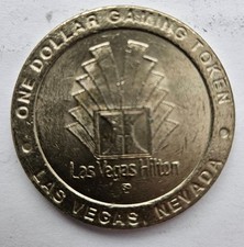 Vintage Las Vegas Hilton SpaceQuest Casino $1 Gaming Token - Rare Star Trek Era picture