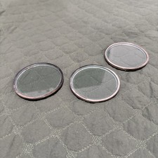 Vintage Mid Century Modern Glass Metal Coasters Set of 3 MCM Retro Barware picture