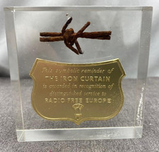 The Iron Curtain Radio Free Europe authentic barbed wire in Lucite picture