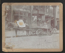 Antique Photo Delivery Wagon Horse Street Scene Lunch Room Emery Wheels Sign picture