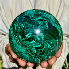 4.6LB Rare Natural Malachite quartz hand Carved sphere Crystal Healing picture